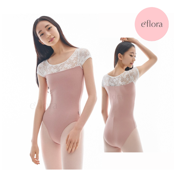 【 e`flora / イーフローラ 】<br>バレエ  レオタード  半袖  ニュアンスカラー