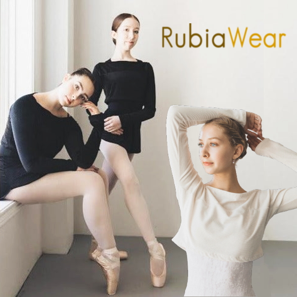 【Rubia Wear】バレエダンサーがデザインしたバレエウェア　Diamonds Blackout 黒 白 長袖 ルビア：rw-tops-dia-blk